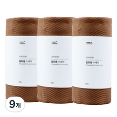 퓨어썬데이 선우랜드 뽀드득 일회용수세미 양면, 브라운, 60개, 9개