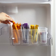 Nowpil 可連接式冰箱整理收納托盤, 4個, 透明