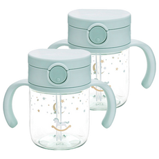 Richell 利其爾 Asta幼兒用吸管杯 200ml, 2個, 薄荷綠