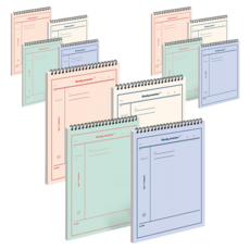 MUNID 活頁上翻 7.5mm 康乃爾橫線筆記本 4種套組, 象牙白+橘色+綠色+藍色, 3套