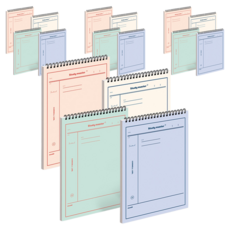 MUNID 活頁上翻 7.5mm 康乃爾橫線筆記本 4種套組, 象牙白+橘色+綠色+藍色, 4套