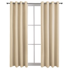 comet 隔熱遮光打孔式窗簾 附窗簾綁帶, 米色