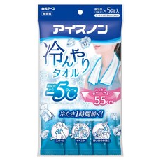 Hakugen Earth 白元 涼感毛巾, 藍色, 1個, 5個裝