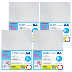 DaTaBanK 三田文具 A4 超透明L型超厚文件夾 31 x 22cm 12個, E-310G-1, 4包
