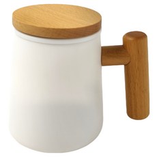 La Chamade 日安朵朵 羊脂玉陶瓷茶水分離泡茶杯, 304不鏽鋼杯蓋, 實木把手, 錐形杯, 1個