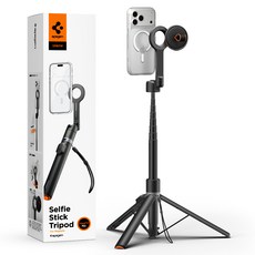슈피겐 원터치 롱바디 양면 맥세이프 삼각대 셀카봉 세트, S582W, 블랙, 1개