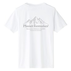 planet re:maker 中性款山脈印花短袖T恤, 白色