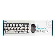 aibo 復古圓點2.4G無線鍵盤滑鼠組 原廠保固, KA88