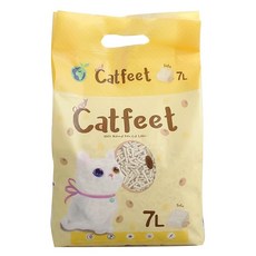 Catfeet 天然環保豆腐砂 圓形長條設計 7L 可沖馬桶, 1袋, 原味