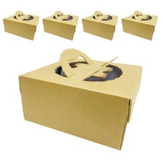 牛皮 6吋手提派盒 5入, 1組