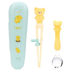 LiLFANT 兒童用 The Stick Max 餐具3件組, 湯匙 + 筷子 + 收納盒, 混和顏色, 1組