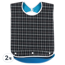Soulrich 成人實用防水圍兜 S 35 x 60 cm, 2個, 藍色格紋