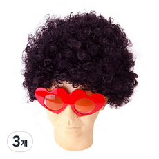 萬聖節道具 爆炸頭假髮, 黑色, 3個