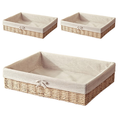 Block Mart 蝴蝶結藤編籃, 3個, 淺棕色