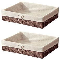 Block Mart 蝴蝶結藤編籃, 2個, 深棕色