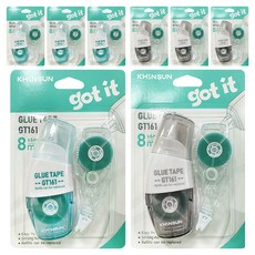 TUKOVY 透明雙面膠帶 + 補充包套組 6mm x 8m, 綠色, 黑色(膠帶), 8套