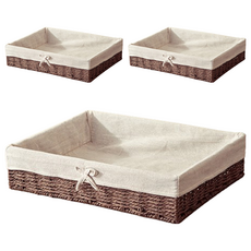 Block Mart 蝴蝶結藤編籃, 3個, 深棕色