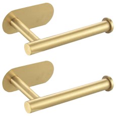 Happy Easy 廁所 浴室 免鑽孔 簡約 不鏽鋼 捲筒衛生紙架 毛巾架 橢圓 短版, 金色, 2個