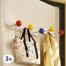 솔브리빙 컬러풀 무타공 문걸이 후크 5구, 화이트, 3개