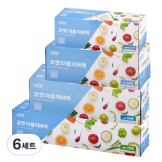 코멧 더블지퍼백 혼합 4종 세트 (미니 50p + 컴팩트 50p + 소형 20p + 대형 20p, 6세트