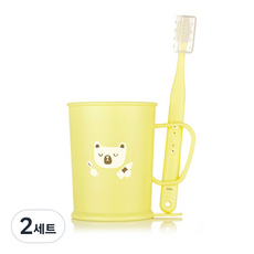 Putto 胖嘟嘟 牙刷杯組 黃色, 安馳杯+牙刷, 2組