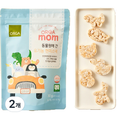 ORGA mom 動物造型米餅, 2包, 糙米口味, 30g
