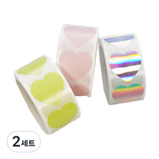 粉彩愛心捲筒貼紙3件組, 混合顏色, 2套