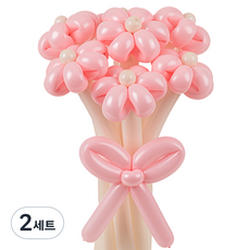 셈퍼텍스 요술풍선 데이지 튤립 꽃다발 만들기 7송이 세트, 핑크앤크림, 2세트