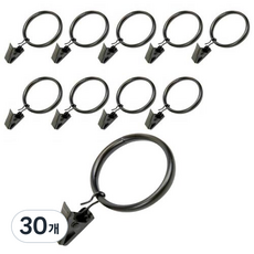 민스리빙 커튼집게링 32mm, 블랙, 30개 블랙, 30개