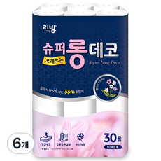 Living SOFT TISSUE 3層超長印花捲筒衛生紙, 33m, 30入, 6個