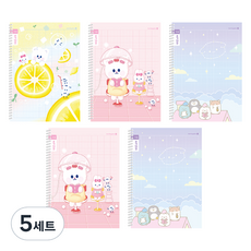 morning glory Chaeum Note 小學線圈筆記本 1-2年級書寫 10格 3款 + 隨機出貨 2入組 B, 5套, 檸檬Somsomi, Somsom美容院, Little Mungs 夜空