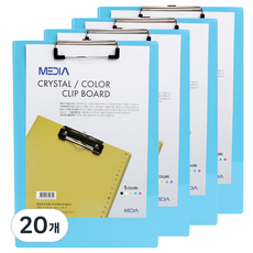 MEDIA彩色水晶文件夾板 A4, 天藍色, 20個