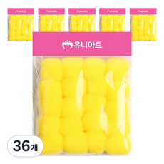 유니아트 1000 퐁퐁 30mm, 노랑, 36개