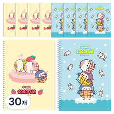 DADA 花生家族 3-6年級通用 23行 纖薄 小學 線圈筆記本, 隨機出貨, 30個