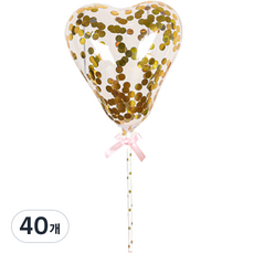 하이어리 파티용 투명 컨페티 풍선 하트, 골드, 40개