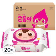 순둥이 베이직 유아물티슈 캡형, 55g, 80매, 20개