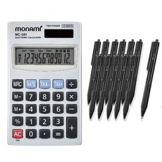 모나미 계산기 MC-081 + 볼펜 FX153 1.0mm 12p, 블랙, 1개