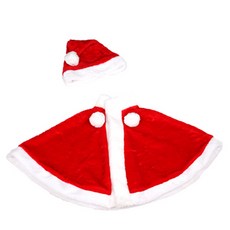 兒童貂絨聖誕斗篷+帽子套組