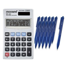 모나미 계산기 MC-081 + 볼펜 FX153 1.0mm 12p, 블루, 1개