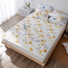 LaMonte Blooming四季用花紋泡泡紗固定綁帶薄墊, 黃色