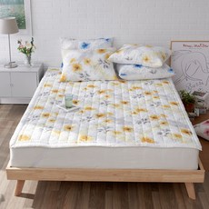 LaMonte Blooming四季用花紋泡泡紗固定綁帶薄墊, 黃色