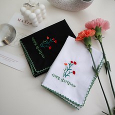 Maison Textile 康乃馨刺繡手帕 2件組 感謝老師