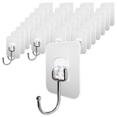 LivingHomeDetail 超強力無痕免鑽孔黏貼式壁掛掛鉤, 透明, 30個