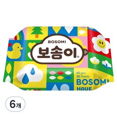 보솜이 펀앤플레이 아기 물티슈 휴대형, 65g, 20매, 6개