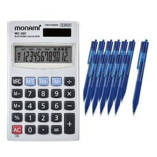 모나미 계산기 MC-081 + 볼펜 FX153 0.7mm 12p, 블루, 1개