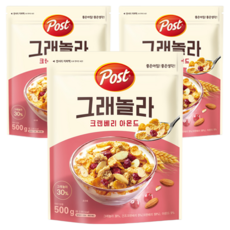 포스트 크랜베리 아몬드 그래놀라, 500g, 3개