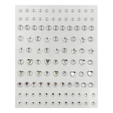 化妝水鑽臉部貼紙, 96銀色愛心, 1張