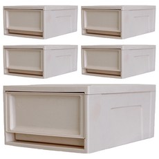 IRIS OHYAMA 愛麗思歐雅瑪 韓國製系統收納箱 滑動抽屜櫃 BC-370, 米色, 26.4 x 37 x 16 cm, 5個