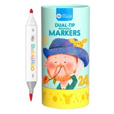 Jar Melo 原創美玩超可洗雙頭水彩筆套裝 24色雙頭標記筆, 雙頭4.8mm + 6.3mm, 1組