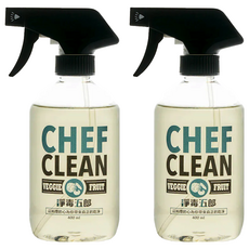 CHEF CLEAN 淨毒五郎 蔬果清潔劑噴頭罐, EcoCert認證, 植物來源, 溫和清潔, 節省用量, 400ml, 2瓶